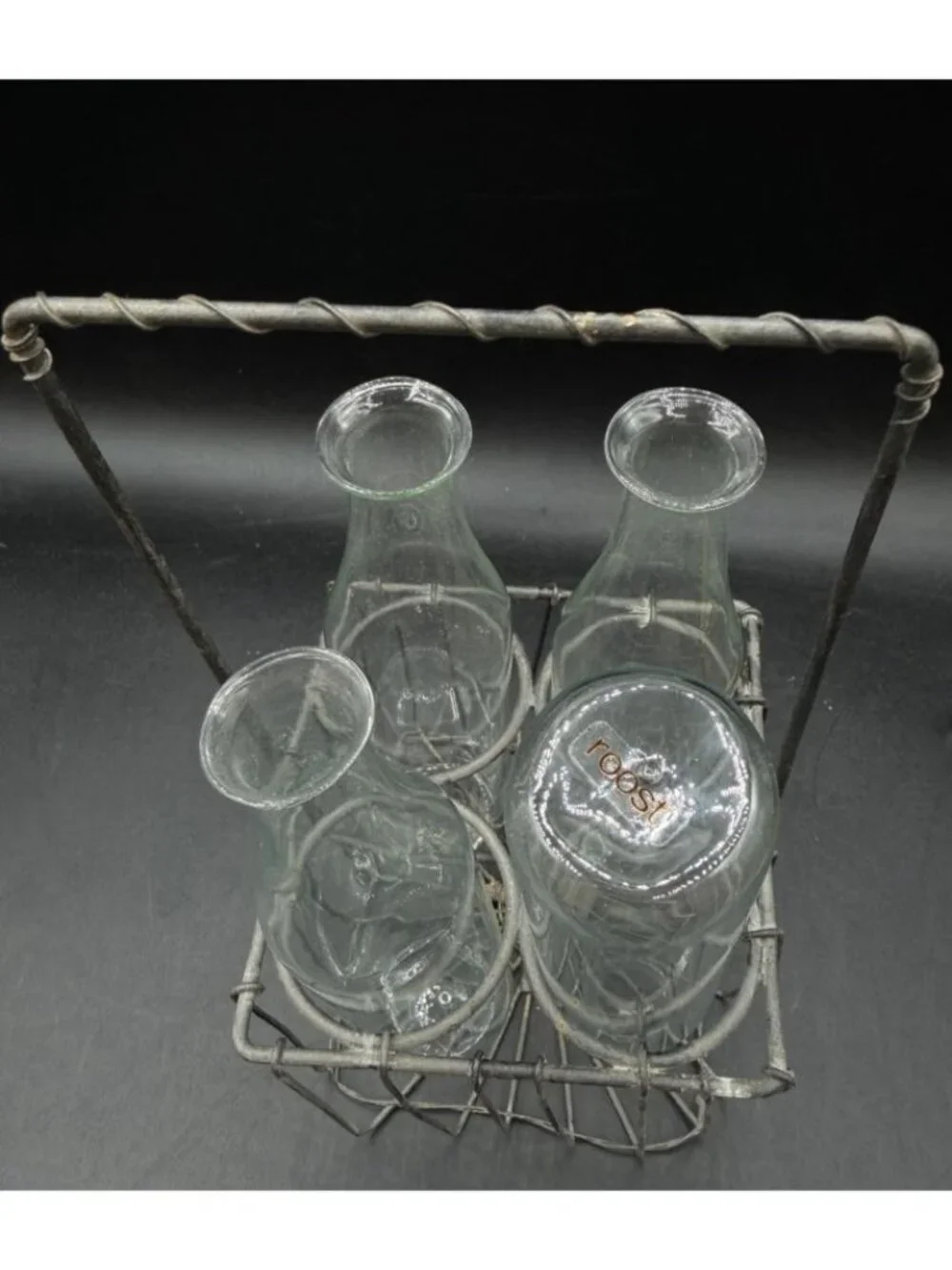 Milk Crate 4 Roost Milk Bottle Pitcher Vase Industrial Metal Rack